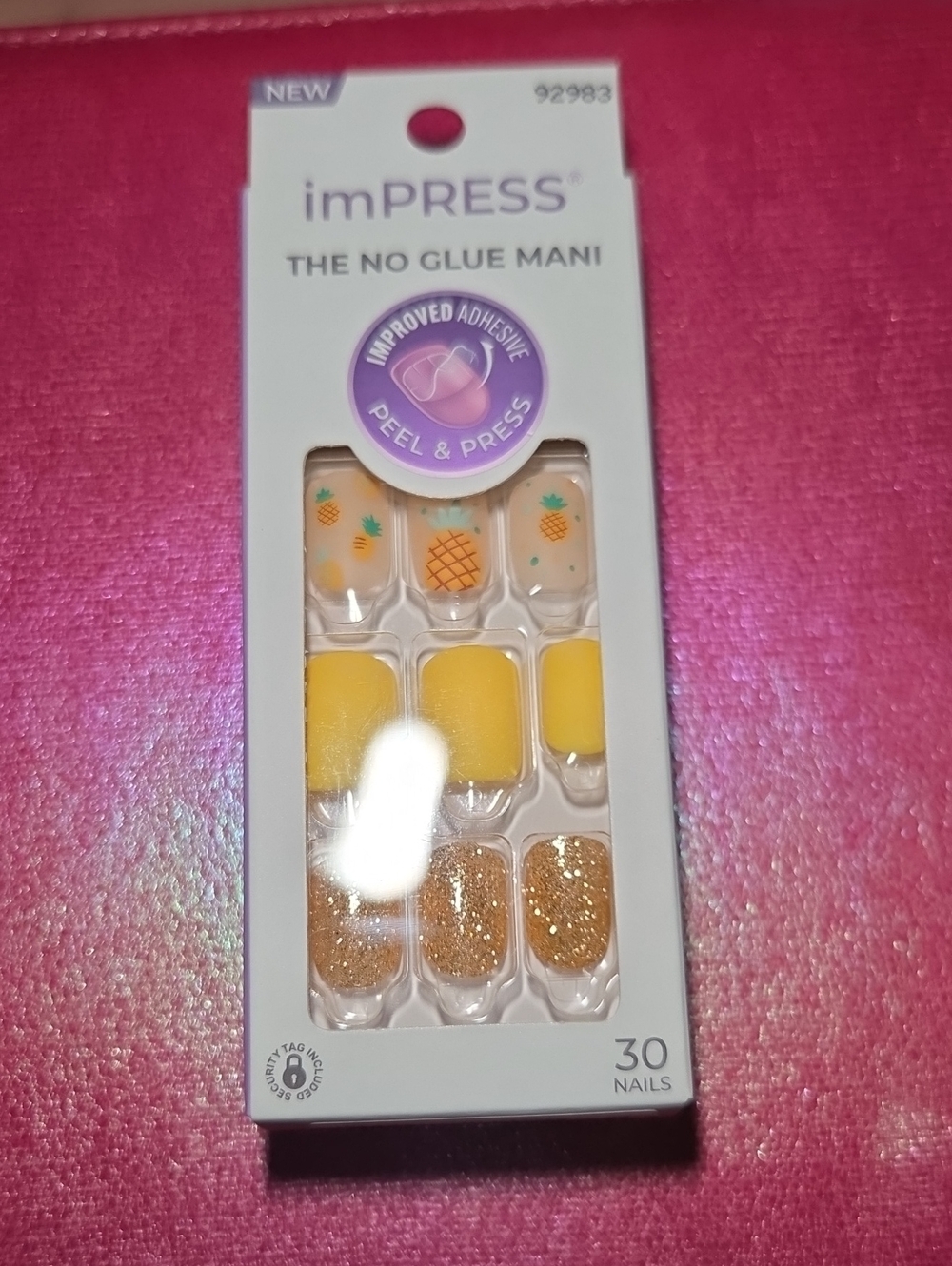 imPRESS Yellow Pineapple & Gold Glitter No-Glue Press-On Nails
